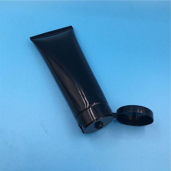 60 ml 100 ml Tubo de plástico negro vacío Botellas con tapa abatible Envases cosméticos Embalaje 50 piezas Wokgd