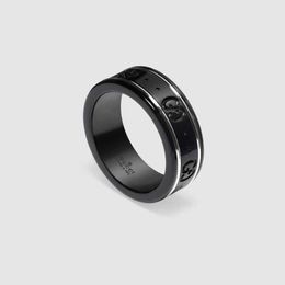 60% de desconto em 2023 novas jóias de moda de alta qualidade de luxo para as mesmas jóias retas do Antique Double Black and Ceramic Ring Casal