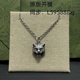 60% korting op 2023 Nieuwe luxe hoogwaardige mode -sieraden voor Sterling Silver ketting gemaakt van Old Tiger Head