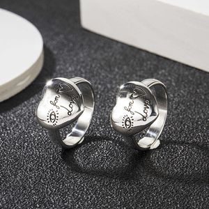 60% OFF 2023 Nouveaux bijoux de mode de haute qualité de luxe pour la fleur sculptée antique et l'amour en forme de coeur d'oiseau intrépide Silver Love Couple ring