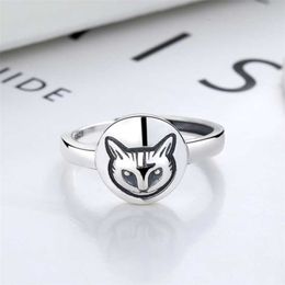 60% korting op designer sieraden armband ketting 925 getij kattenkop eenvoudige Sterling minderheidsring veelzijdig vrouwelijk