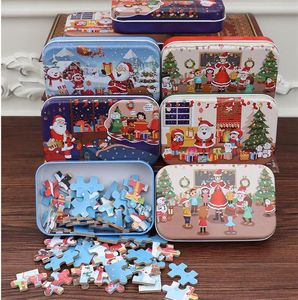 60 stks / set Kerstmis Houten Puzzel Kinderen Speelgoed Santa Claus Jigsaw Xmas Kinderen Vroege Educatieve DIY Jigsaw Kids Christmas Baby Geschenken DA253