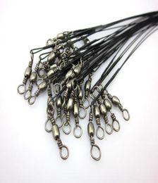 60 PCS fil de pêche en acier inoxydable leaders en acier Takle Rigs fil de pêche en acier inoxydable leaders baril pivotant sur le fond et snap s2048159