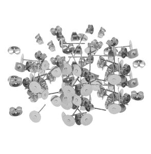 60 sets hypoallergene roestvrijstalen blanco platte oorbellen Pin Post Stud Terug bevindingen DIY sieraden ontwerp bevindingen6936199