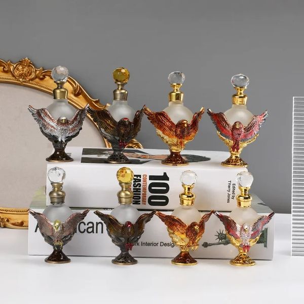 Bouteille de parfum en cristal décoratif 60X15ML/25ML, vide, rechargeable, Vintage, Bronze, puissant récipient en verre d'aigle, bouteilles d'huile essentielle