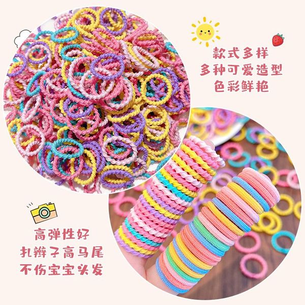 600/300pcs Colorido Cabeto de la banda elástica Ponytail Hold Pe Small Hair Liges Scrunchie Accesorios para el cabello para niñas Baby