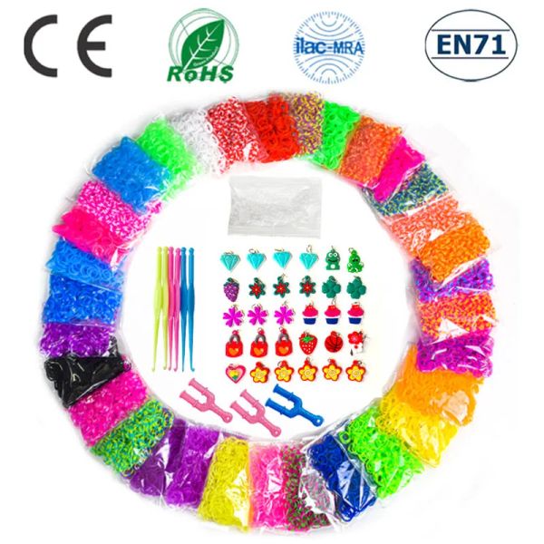 600 Elastic diferentes colores de goma bandas de telar de goma pulsera para niños bracelas caseras caseras para niños para mujeres para mujeres para mujeres