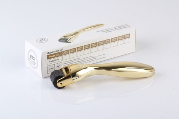 Mango dorado DRS 600 Micro agujas Derma Roller, rodillo para el cuidado de la piel Microneedle Therapy Dermaroller 0.2mm-3.0mm