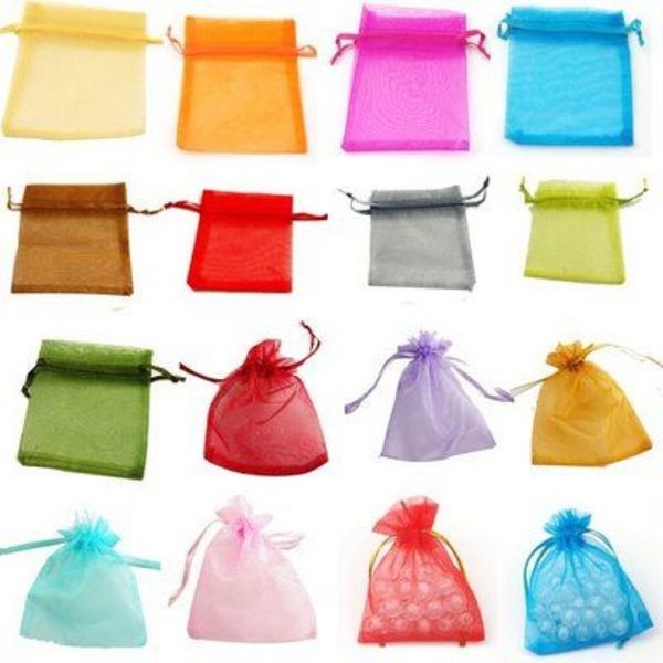 600 piezas Bolsa de regalo de organza Favor de boda Fiesta de Navidad Bolsas de 7X9 cm Mezclar colores o elegir Color259f