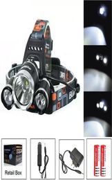 6000lm T6+2R5 LED-koplamp Koplamp Hoofdlamp Licht 4-modus Torch+2x18650 Batterij+EU/US/AU/UK Autolader voor visverlichting8174832