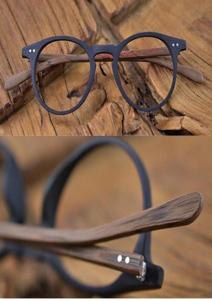 60039s Vintage madera marrón marcos de anteojos ovalados borde completo gafas hechas a mano gafas hombres mujeres miopía Rx capaz nuevo 6366615