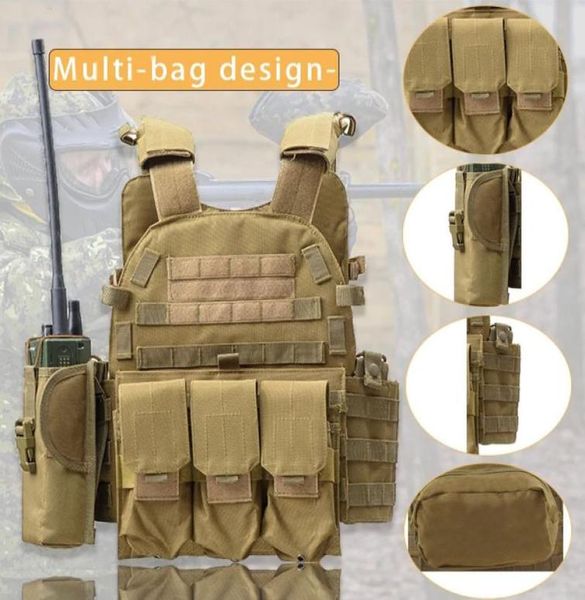 Chaleco táctico oxford 600D para hombre, chaleco de caza para campo de batalla, chaleco Molle Airsoft, portador de placa de asalto de combate 6707228