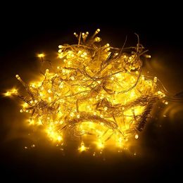 600LED raam gordijn string fee lichte bruiloft kerstfeest decor (warm wit) hoogwaardige materiaalstrings verlichting