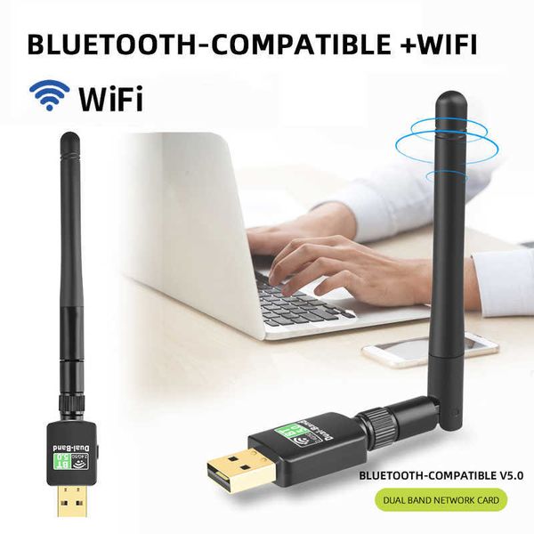 600M USB WIFI Blue-tooth 4.2 Adaptador de banda dual 2.4G / 5Ghz Receptor de tarjeta de red inalámbrica Wi-Fi 802.11b / n / g / AC para PC Tarjeta de computadora portátil