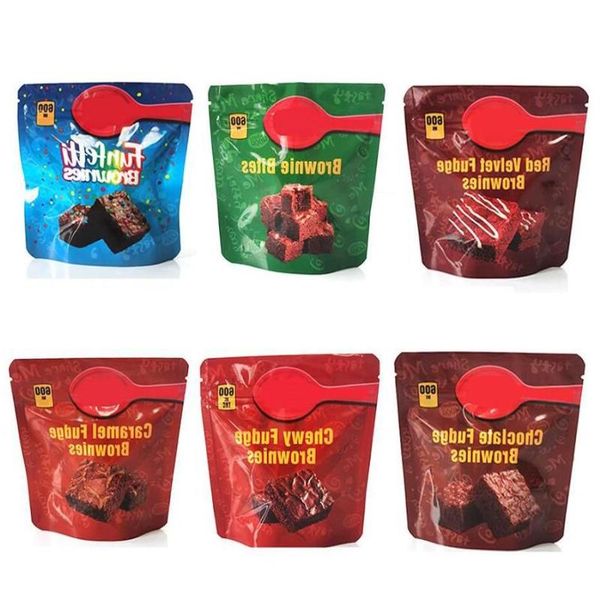 600 mg sacs d'emballage de voyage moelleux brownies au fudge au chocolat mordent le sac d'emballage en mylar en gros Ipftr