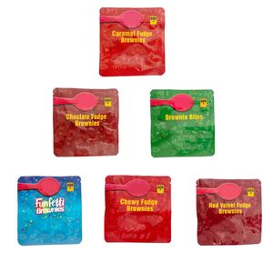 600 mg mylar-zakken heat seal plastic zak met ritssluiting rood fluweel karamel fudge brownies herbruikbare verpakkingszakken