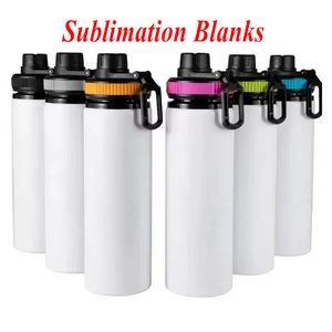 600 ml 20 oz Blancs de sublimation Bouteilles d'eau blanches Couche de chanteur Gobelets en aluminium Boire Sports de plein air Tasses Tasses à boire avec couvercles sxjul12