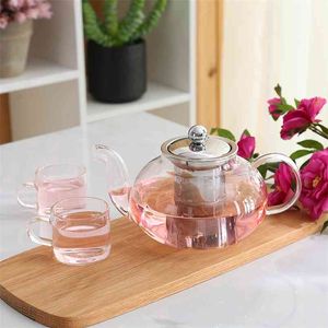 Théière en verre borosilicaté de 600 ml 800 ml, filtre en acier inoxydable, couvercle d'infuseur, pot moderne, bouilloire, articles terbal 210813