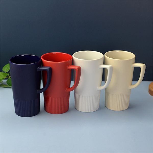 Tazas de cerámica de 600ml, taza de café mate, gran capacidad, creativa, para beber, café, taza de té, regalo novedoso, logotipo personalizado 4606 Q2