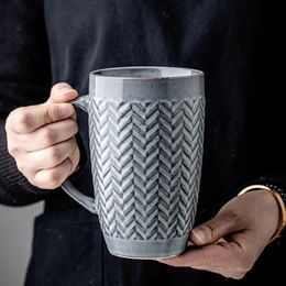 Tasse à café en céramique rétro européenne de 600ml, tasse créative pour bureau, thé, boisson pour Couples, cadeau de noël, 240102