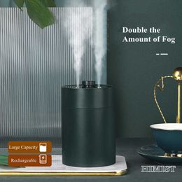 600ml Home Air Humidifier 2000mAh Portable Wireless USB Aroma Water Mist Diffuser Battery Life Show Aromatherapy Humidificador 210724