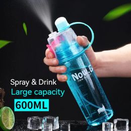 600 ml Spray Bouteille d'eau froide sublimation Mist Bottle d'eau réutilisable de gymnase bouteille en plastique avec pulvérisation d'été 0509