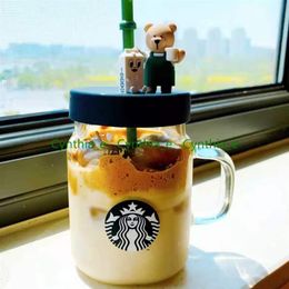 600 ml Starbucks Mokken Creatieve ins Mason Stro Cup Beer Stijl Glazen Beker vrouwen Grote capaciteit Gift Cups242L