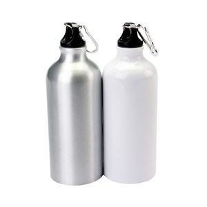 600 ml sublimatie witte blanco water fles warmte press aluminium sportflessen kolf met karabijn