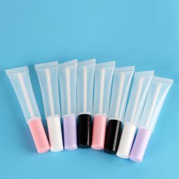 600 Uds 15ml tubos vacíos de brillo de labios botella de brillo de labios tubo de embalaje de lápiz labial cosmético transparente recipiente para brillo de labios con cabezal de cepillo
