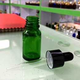 600 Uds 5ml 10ml 15ml 50ml 30ml botellas de vidrio E líquido botellas de jugo botella cuentagotas verde con tapa de goma negra a prueba de niños