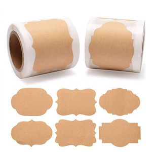 600 stks blanco kraft bruin papieren doos afdichting lijm label label onregelmatige shapelabel kan handschritse zijn