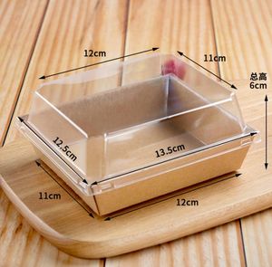 600 pcs Boîte À Gâteau En Gros Transparent Clair Sandwich Bouffée Biscuit Dessert Cuisson Emballage Boîtes Papier Cadeaux Cas Carré Rectangle Conteneur SN3163