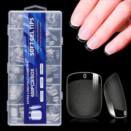 600 stks vierkante nagel tips extra korte druk nep nagel mat heldere valse nagels met 12 maten zachte gel mat nagels voor nagel salon 240411