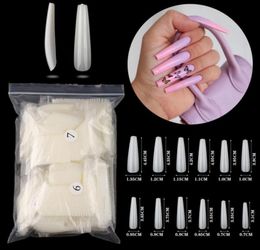 600pcs xxl Extra Long False Cercine Nails Ballerine Flat Shape Fake Nail Art Tips Natural Clear Full Cover Press sur Manucure3698831