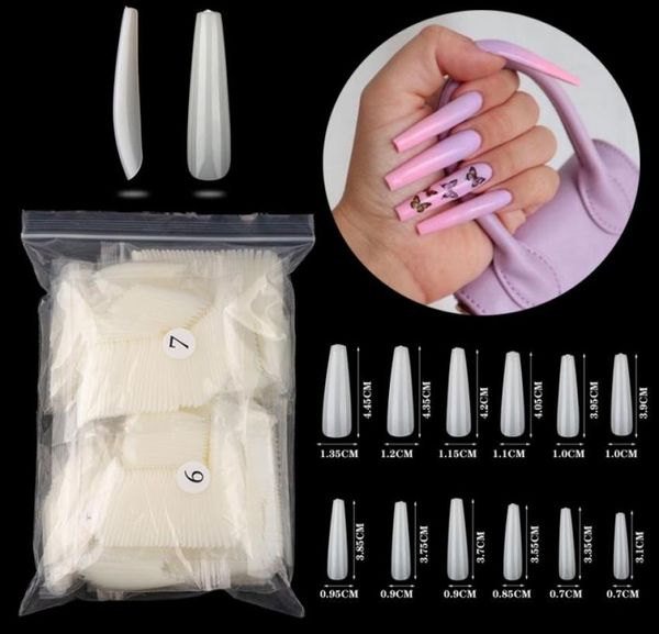 600pcs xxl Extra Long False Cercine Nails Ballerine Flat Shape Fake Nail Art Tips Natural Clear Full Cover Press sur Manucure3698831