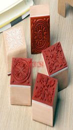 600 pcslot 2015 Nieuwe 4x4 CM zoete kant serie hout ronde stempel vierkante vorm gift stamp9650401