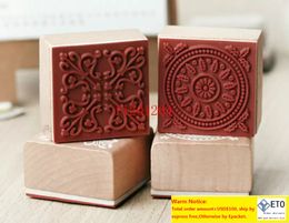 600pcslot 2015 Nieuwe Sweet Lace Series Wood Round Stamp vierkante vorm Gift Stempel