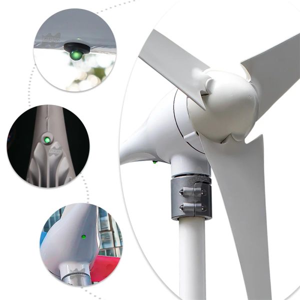 Générateur d'éoliennes 600W 12V 24V 3 5 6 6 lames résidentielles AC Hawt Wind Mill avec indicateur de chargeur MPPT gratuit LED