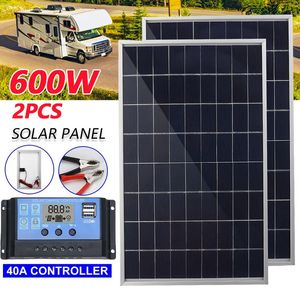 Комплект солнечной панели 600 Вт, 500 Вт, 12 В, поликристаллический USB-порт, портативный уличный аккумуляторный генератор для дома 240108