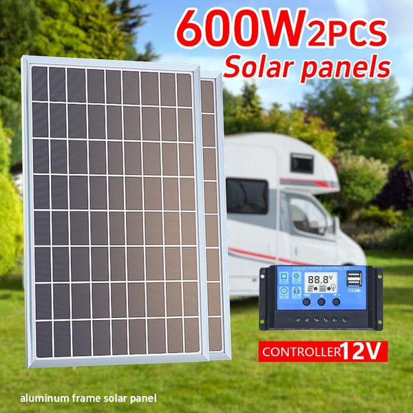 Kit de panneau solaire 600W500W Complete 12V POLICALLINE POWER PORTABLE PORTABLE DE RECHARGET SOLURE GÉNÉRATEUR SOLAIRE POUR HOME 240508