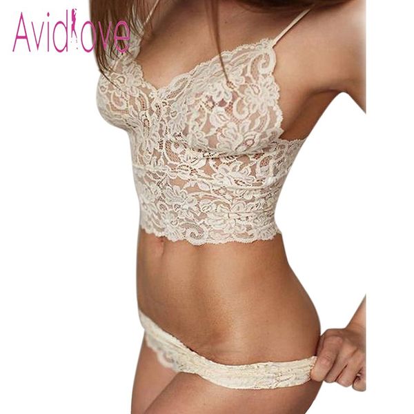 2018 lingerie bralette set women corset hollow lace see-through underwear cami lingerie bra set clothes s923