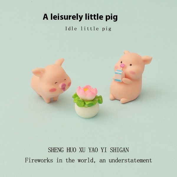 

Cartoon Mini Cute Creative Milk Pig Lotus Pottery Micro Landscape Landscaping Home Automotive Decoration Small Ornaments