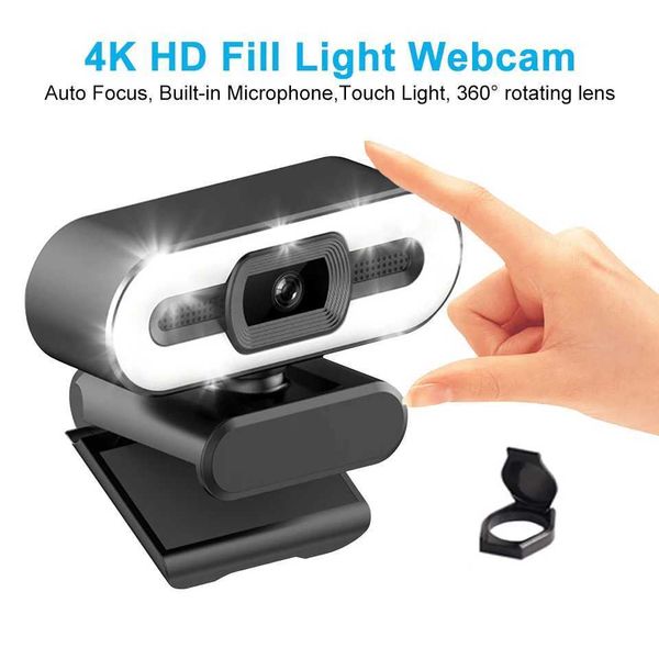 webcams portable 4k network camera pc lap2k 1080p live streaming flexible full hd suitable for computers with lights and microphones q240820