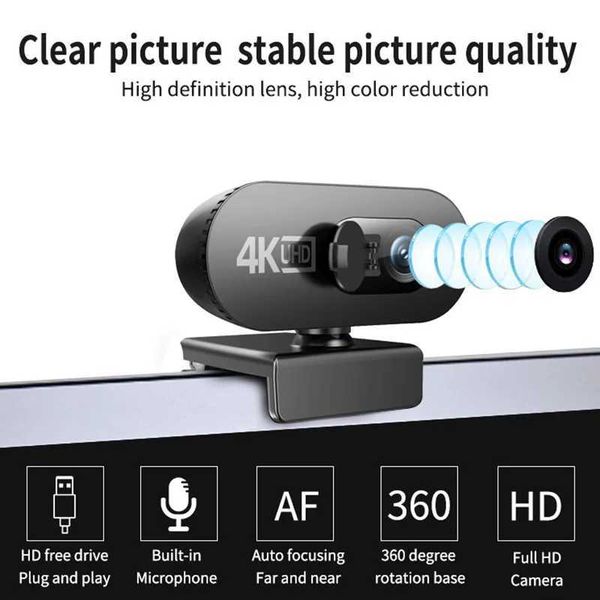 webcams 4k full hd 2k 1080p network camera for pc new mini with microphone usb automatic focus flow computers and lap q240820