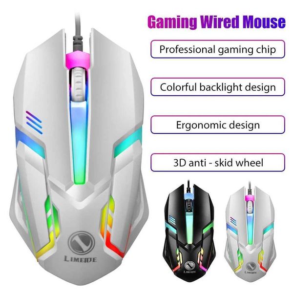 limei s1 e sports led backlit mouse usb cable for desklap silent office computers gaming mice b240824