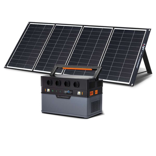 allpowers 1500w power generator 1092wh solar battery backup with 200w foldable solar panel for outdoor camping fishing rv laptop