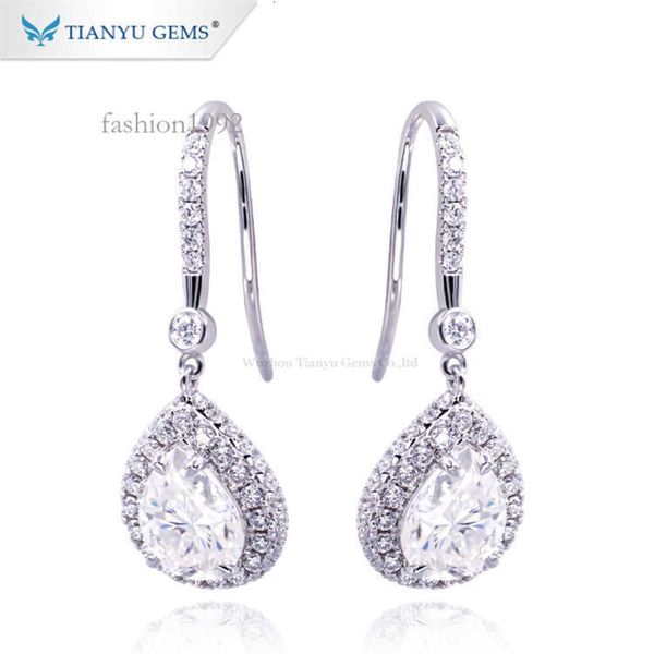 

Tianyu Gems Customized 10K White Gold Pear Shape Moissanite Diamond Jewelry Drop Earring For Women