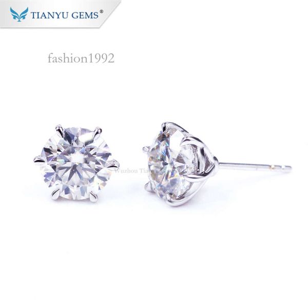 

Tianyu Gems Fashion Jewelry 14K White Gold 2Ct Moissanite Diamond 6-Prong Stud Earrings