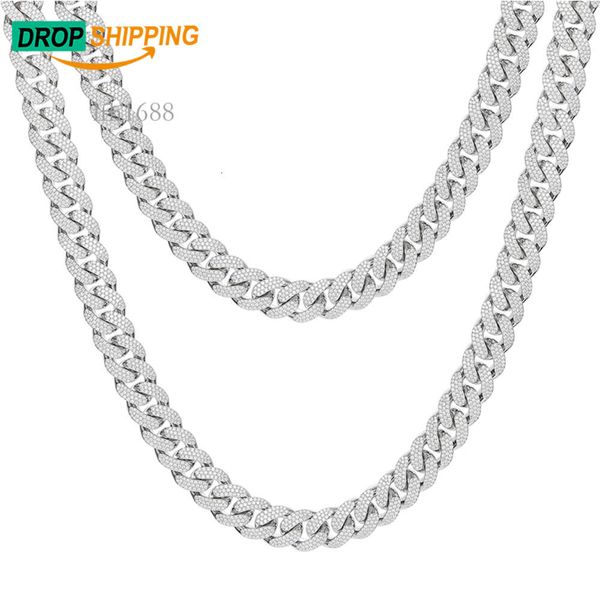 

Dropshipping Hip Hop Jewelry Gold Plated Sterling Sier Vvs Moissanite Diamond Iced Out Cuban Link Chain For Men