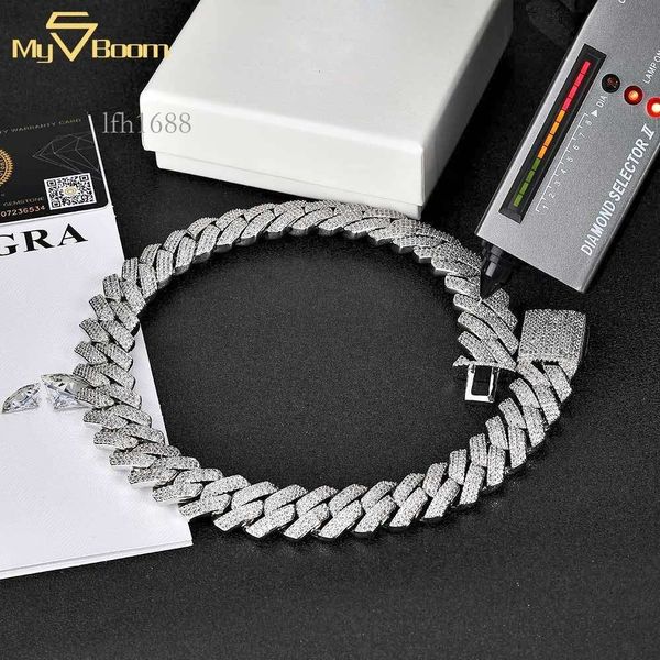 

20Mm Custom Hip Hop Ice Out Moissanite Miami Cuban Chain Sterling Sier Vvs Moissanite Iced Cuban Link Necklace Bracelet